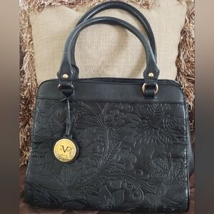 VERSACE 19.69 ABBIGLIAMENTO MILANO Black Floral Embossed Handbag